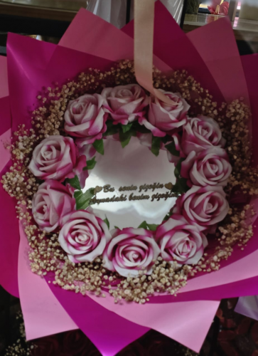 PEMBE GÜL AYNALI BUKET